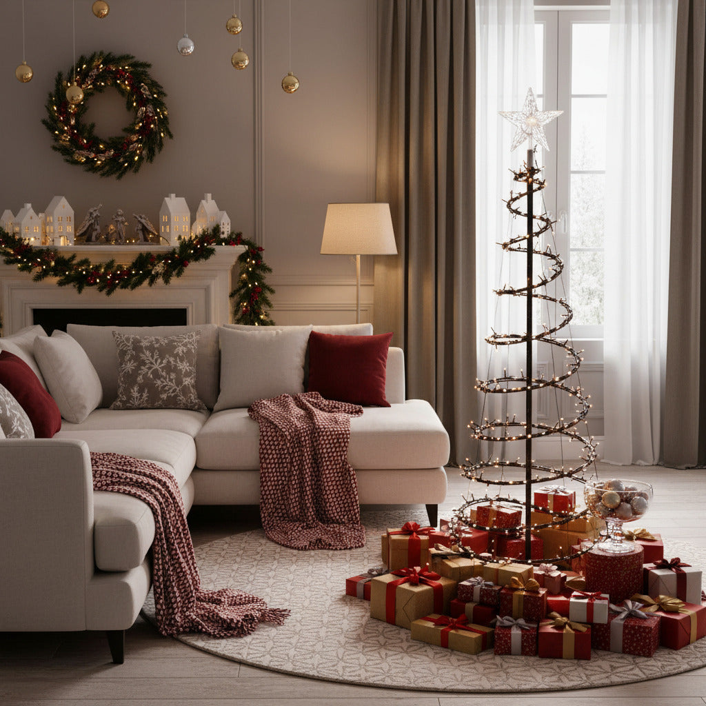 Decoratiune luminoasa brad cu efect de cascada 150 cm