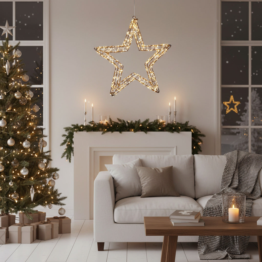 Decoratiune luminoasa stea cu 800 leduri, 36 cm
