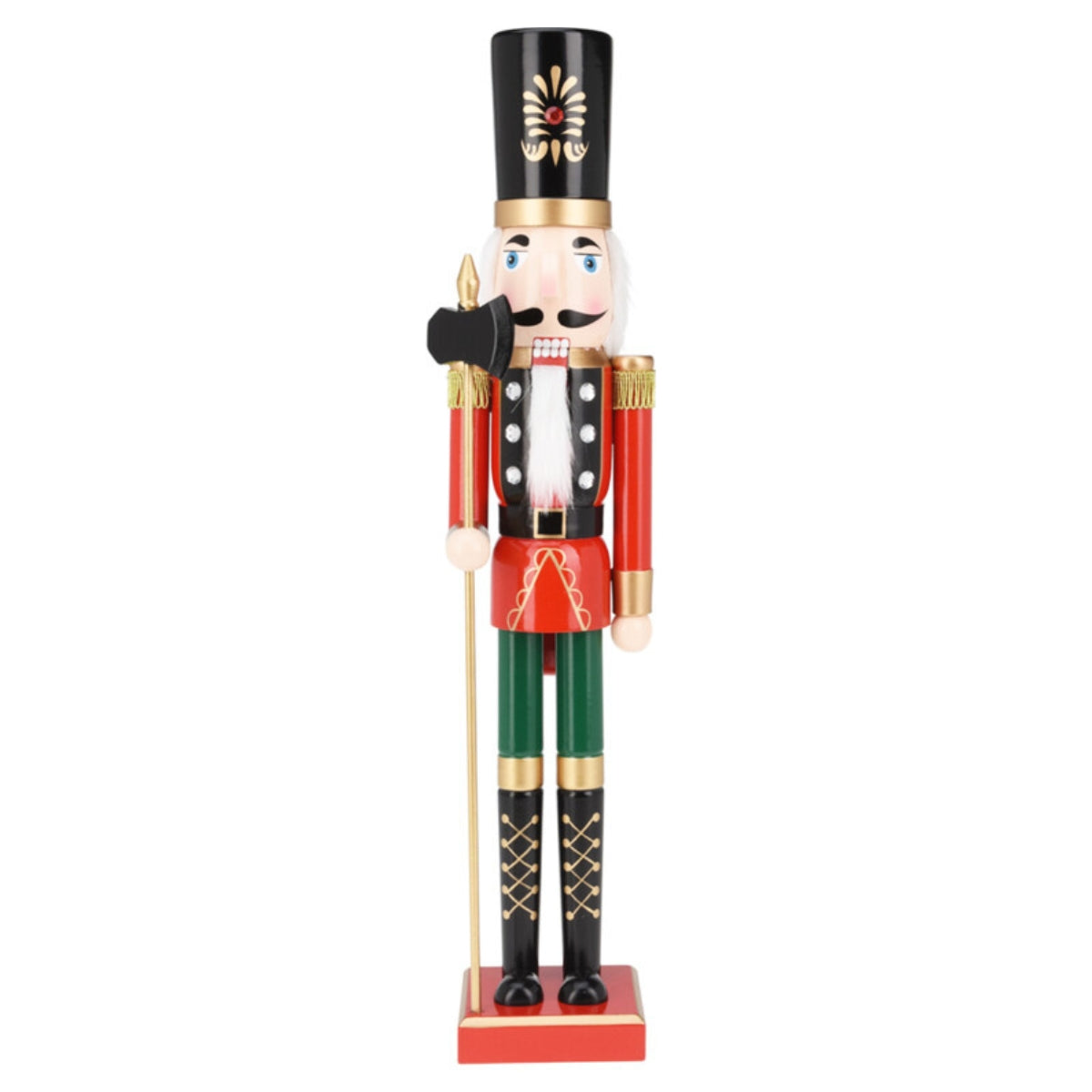 Spargator de nuci ofiter din lemn multicolor inaltime cincizeci si sase centimetri decoratiune traditionala de Craciun