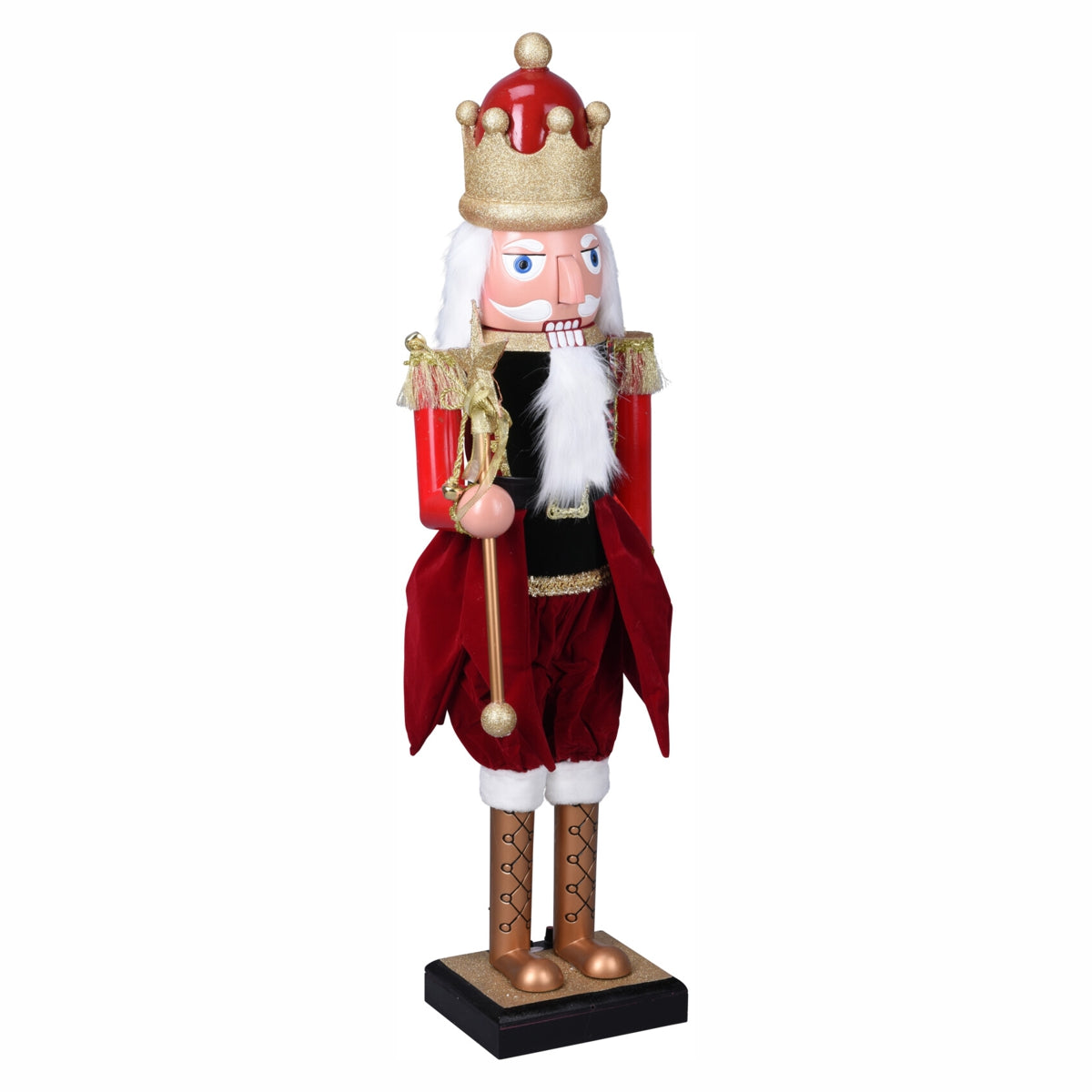 Figurina decorativa de Craciun spargator de nuci de mari dimensiuni cu lumini LED pentru decor festiv
