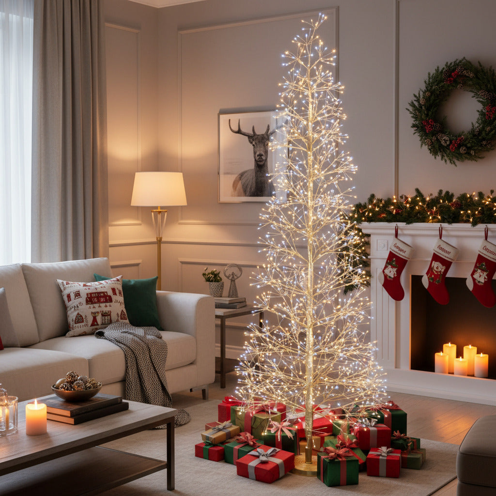 Decoratiune luminoasa brad 1600 leduri, 150 cm, aurie