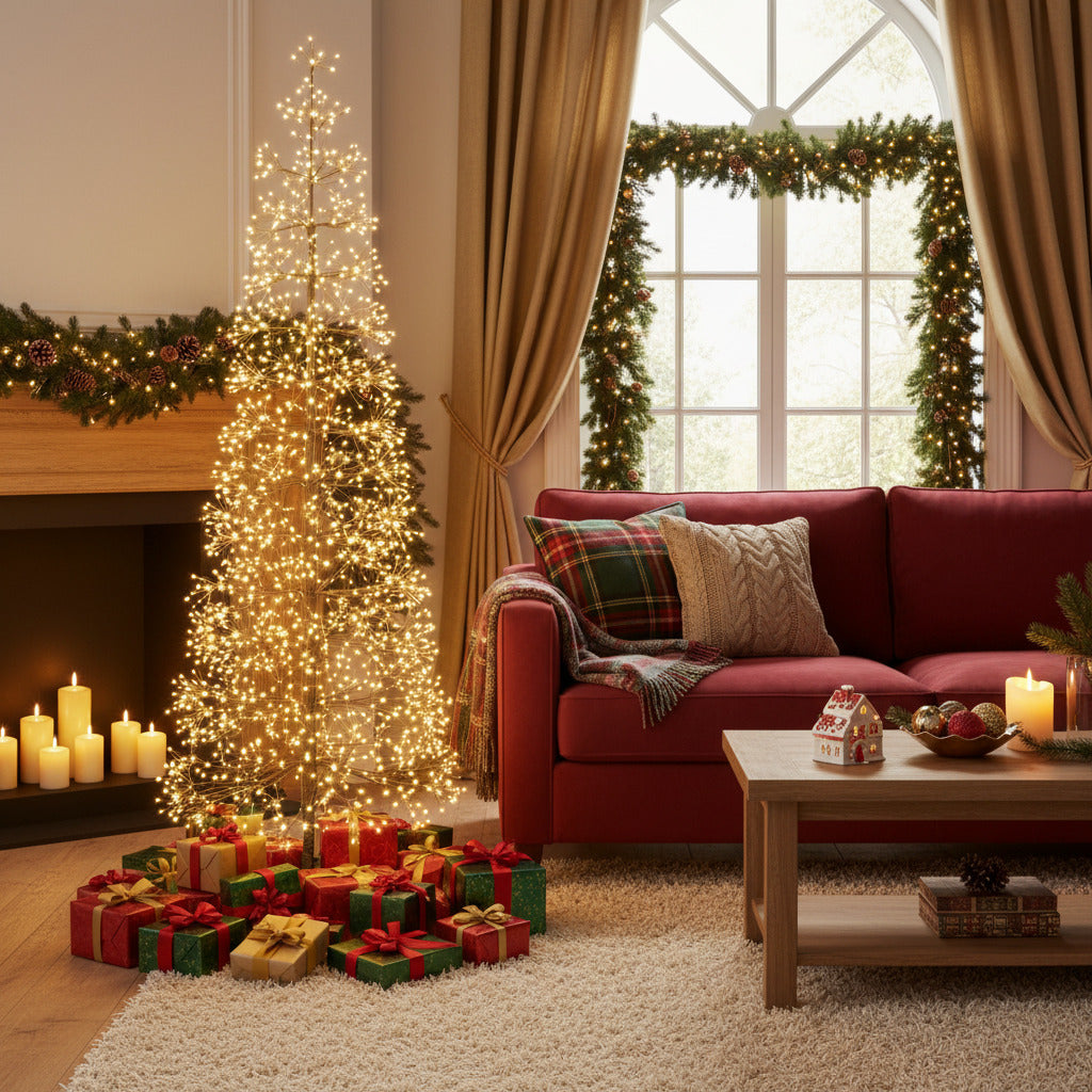 Decoratiune luminoasa brad 2700 leduri, 180 cm, neagra