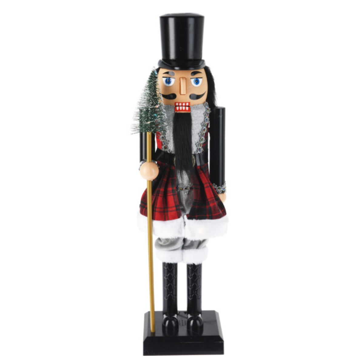 Spargator de nuci ofiter negru de cincizeci si sapte centimetri cu leduri si muzica decoratiune de Craciun