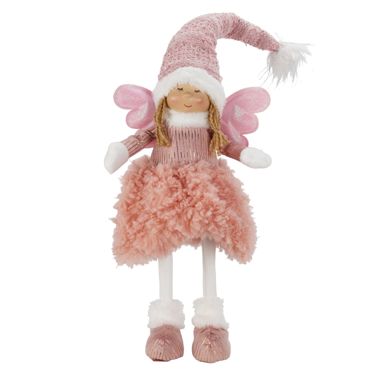 Figurina Craciun luminoasa in forma de fetita ingeras cu inaltimea de 80 cm pentru decor interior de sarbatori