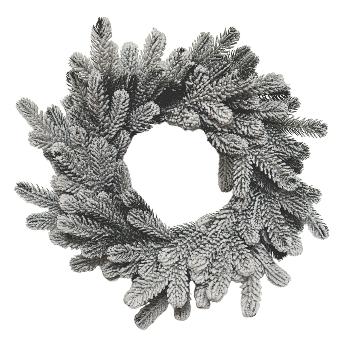 Coronita de brad artificial cu aspect nins si diametru de 43 centimetri pentru decorul de Craciun