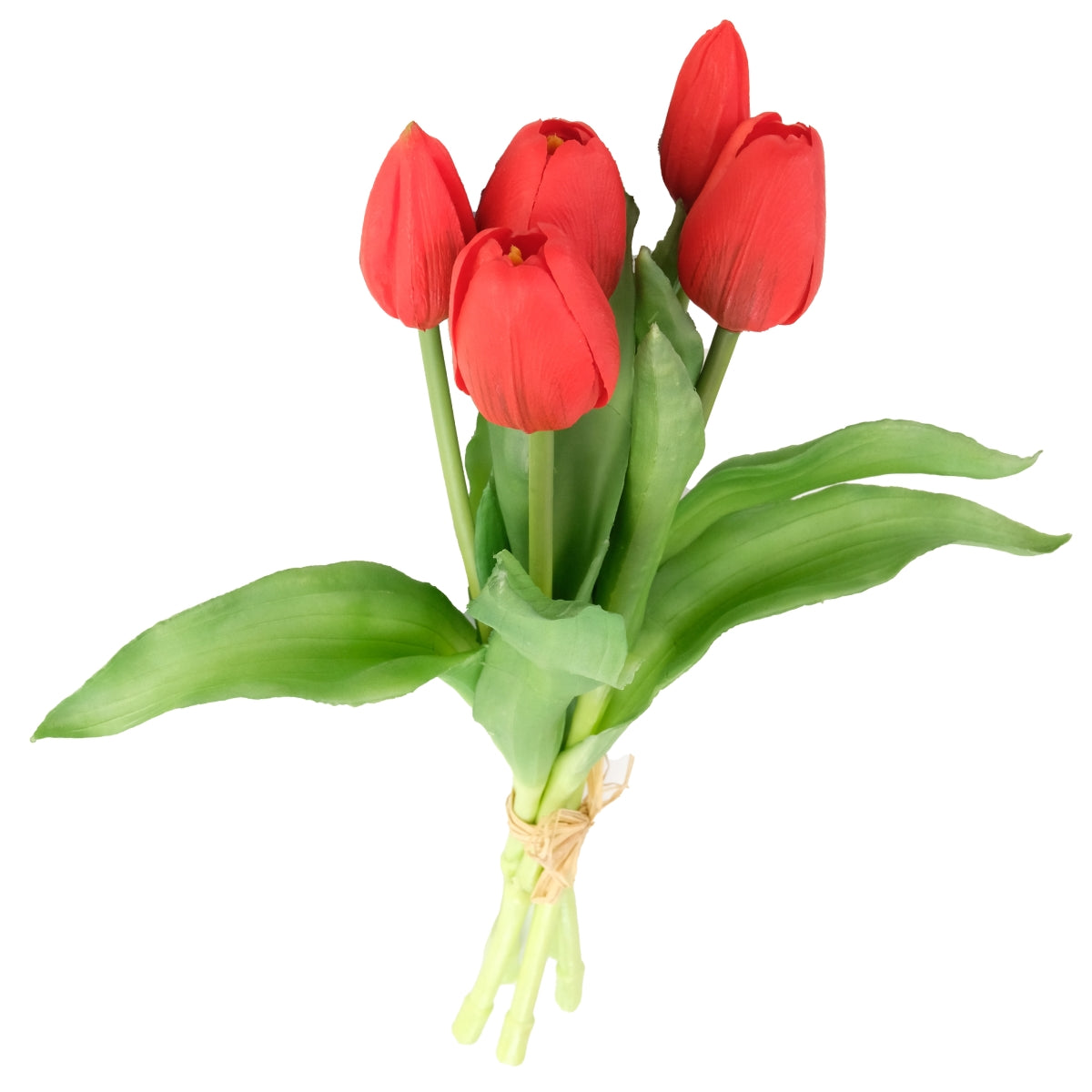 Buchet de cinci lalele artificiale de culoare rosie cu lungimea de treizeci centimetri