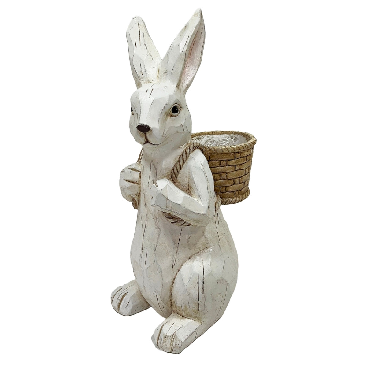 Decoratiune Pasti iepuras cu cos pentru flori, 42 cm