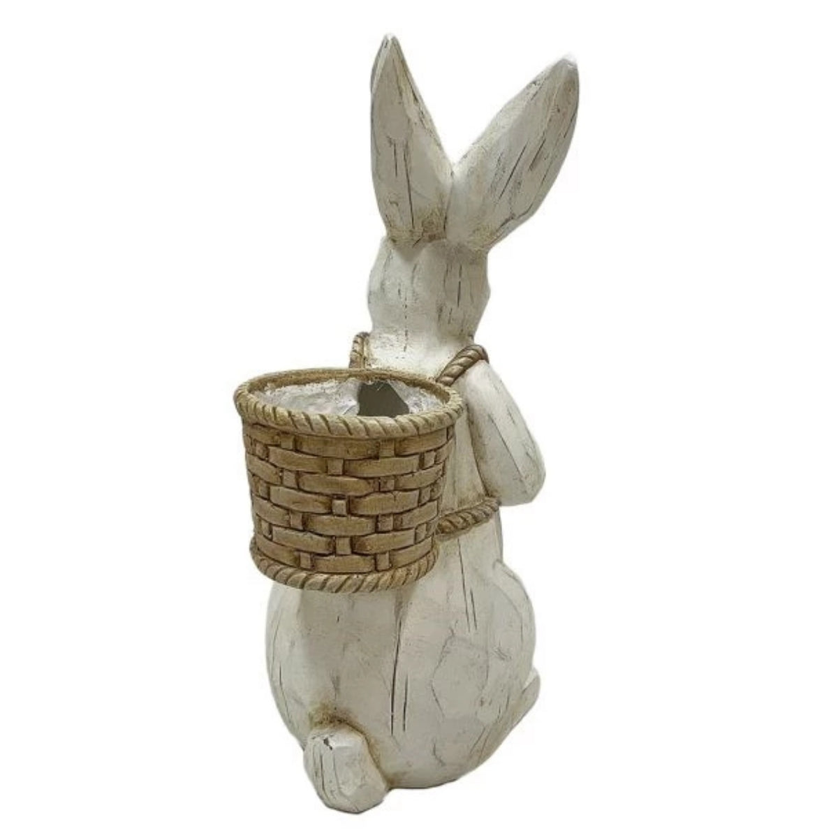 Decoratiune Pasti iepuras cu cos pentru flori, 42 cm