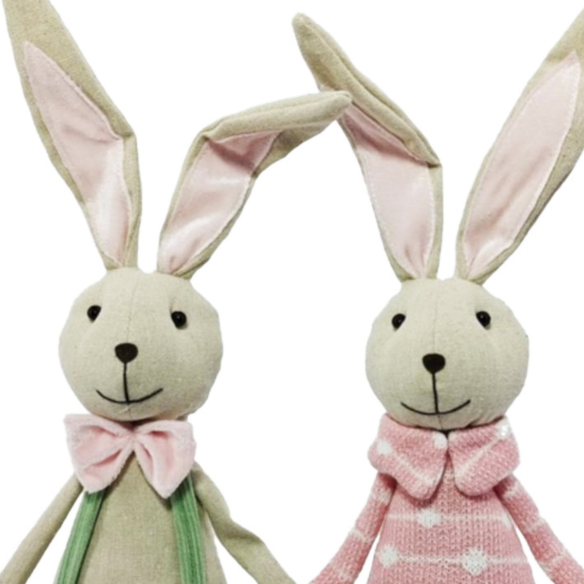 Set 2 decoratiuni Pasti pereche iepurasi, material textil, 46 cm