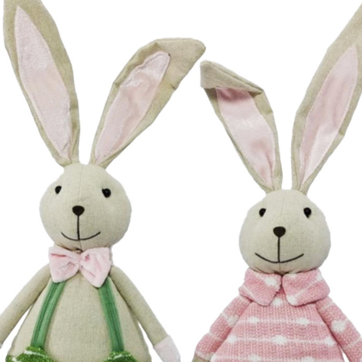 Set 2 decoratiuni Pasti pereche iepurasi, material textil, 66 cm