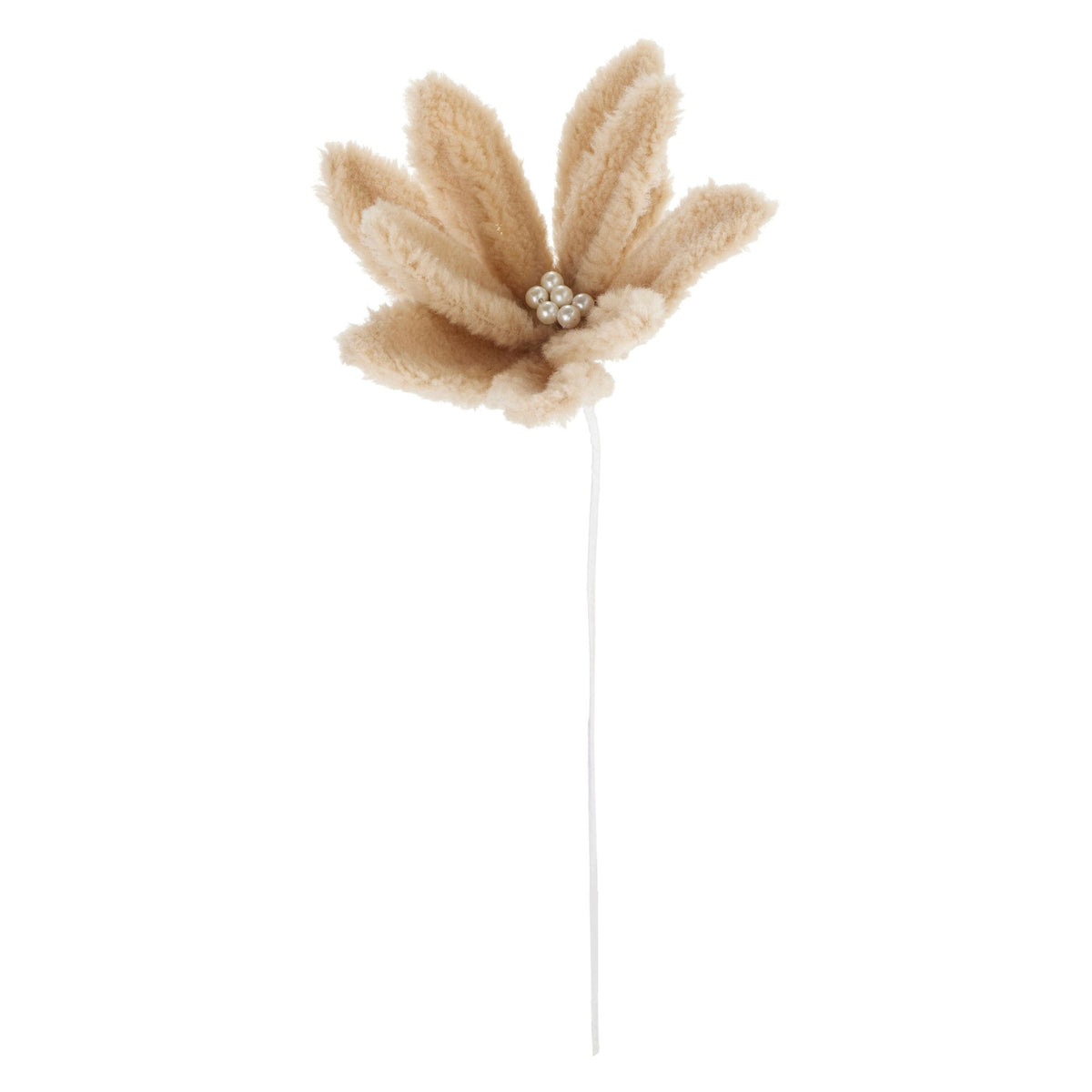 Decoratiune Craciun floare plusata, bej, 22 cm