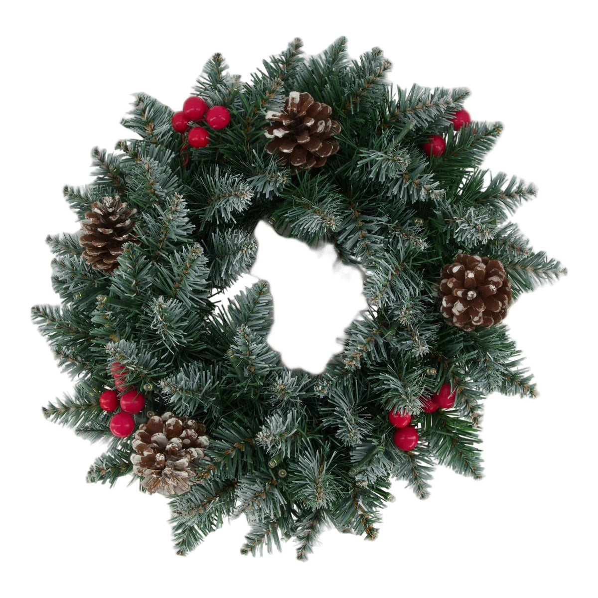 Coronita artificiala de brad cu conuri si fructe decorative pentru Craciun