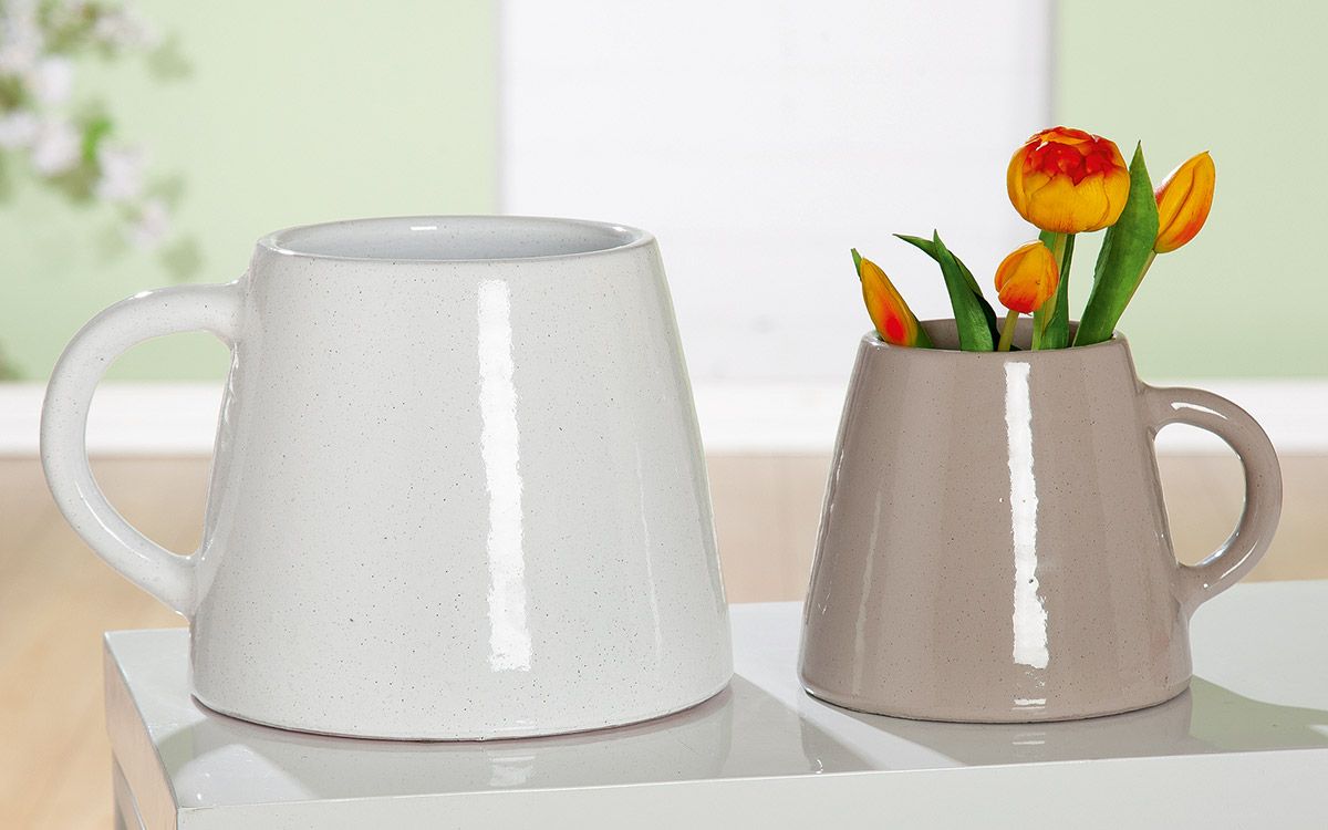 Suport flori ceramic Vigo, maro, 21 cm