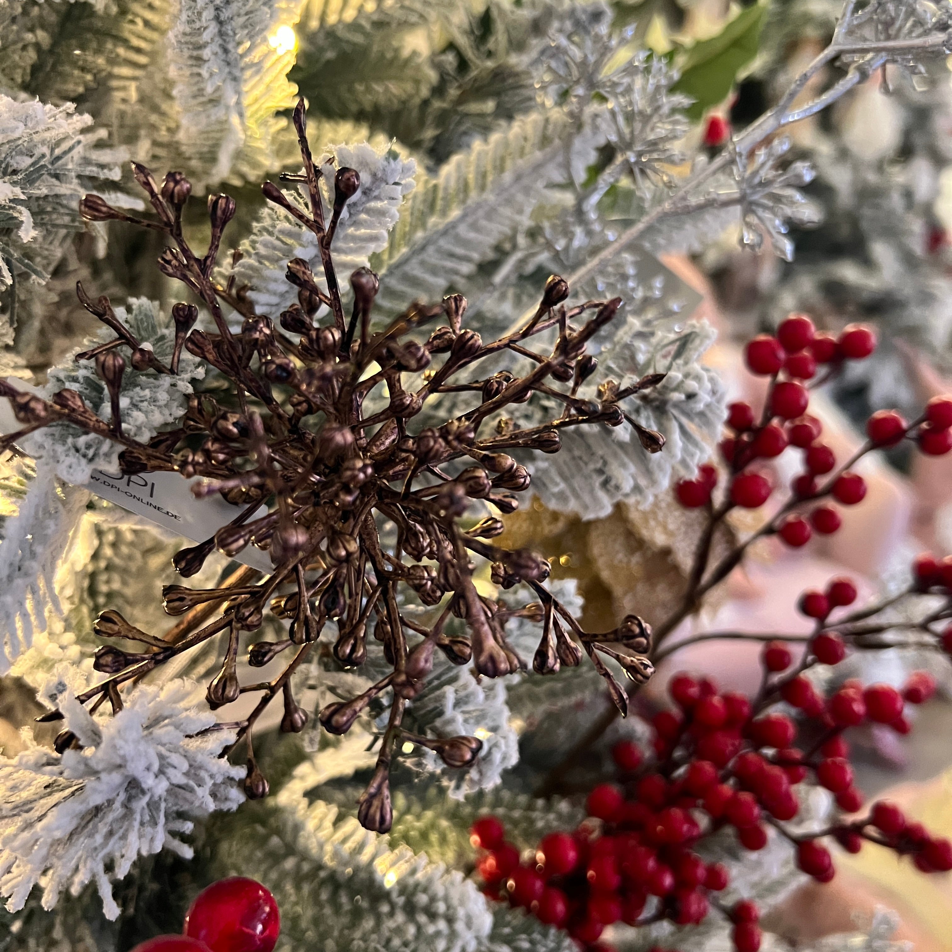 Set trei decoratiuni de Craciun Agapanthus roz 44 cm