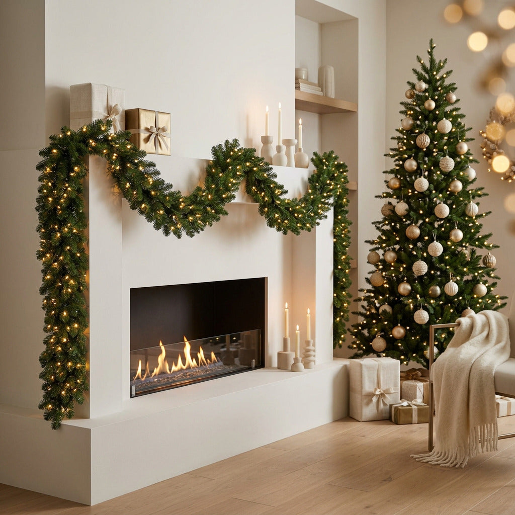 Ghirlanda artificiala Royal Greenwich PVC, cu 160 leduri, 250 cm / 40 cm