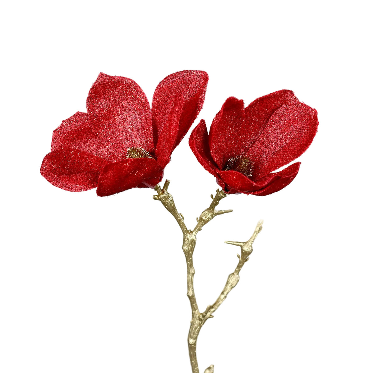 fir de magnolie rosie decorativa de 26 cm intr o vaza