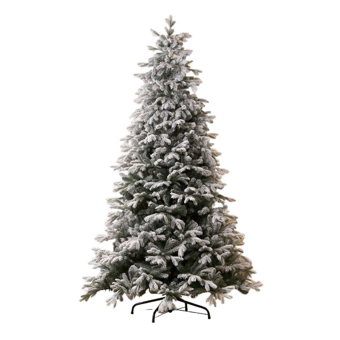 Brad artificial inalt cu zapada pe crengi aspect natural pentru decor de Craciun