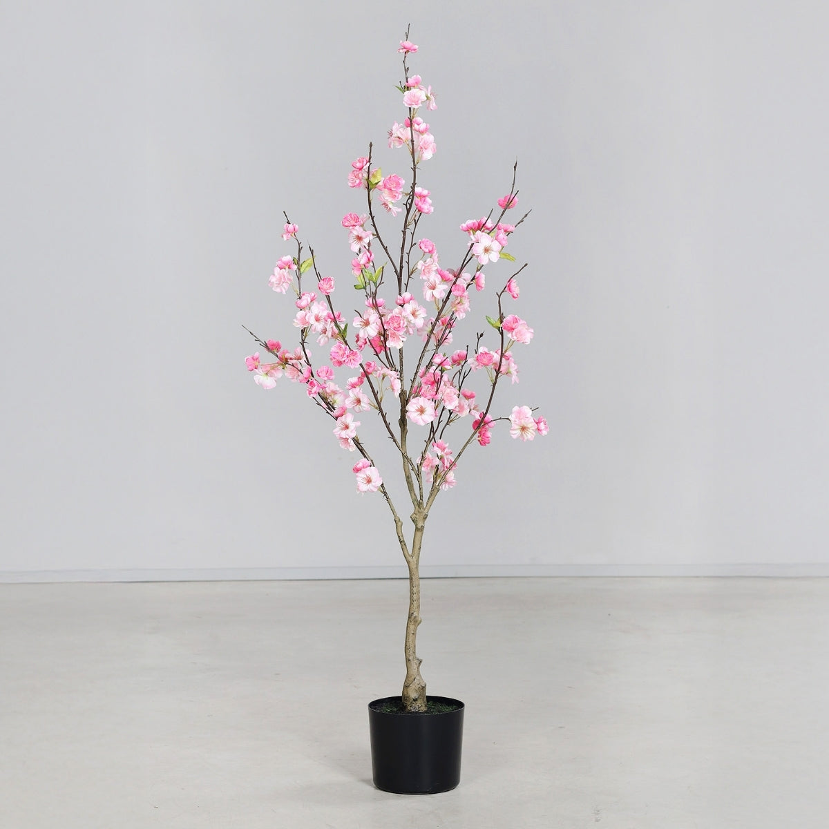 Arbust decorativ artificial cires cu flori roz in ghiveci, 125 cm