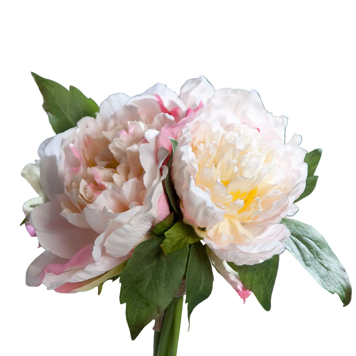 Buchet artificial 3 bujori roz/albi 26 cm