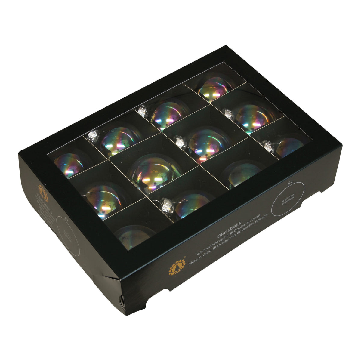 Globuri de Craciun din sticla transparenta cu finisaj perlat set de 12 bucati