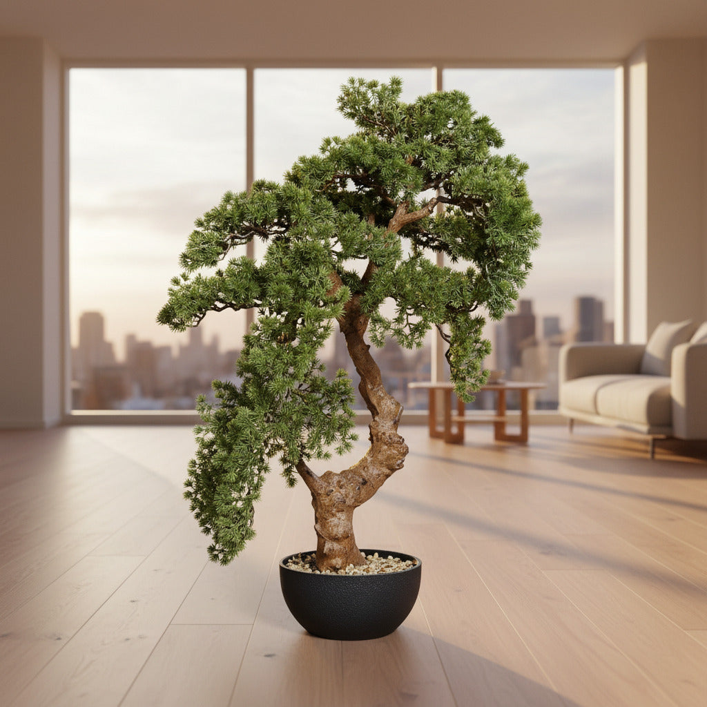 Bonsai artificial in ghiveci negru plastic, 83 cm