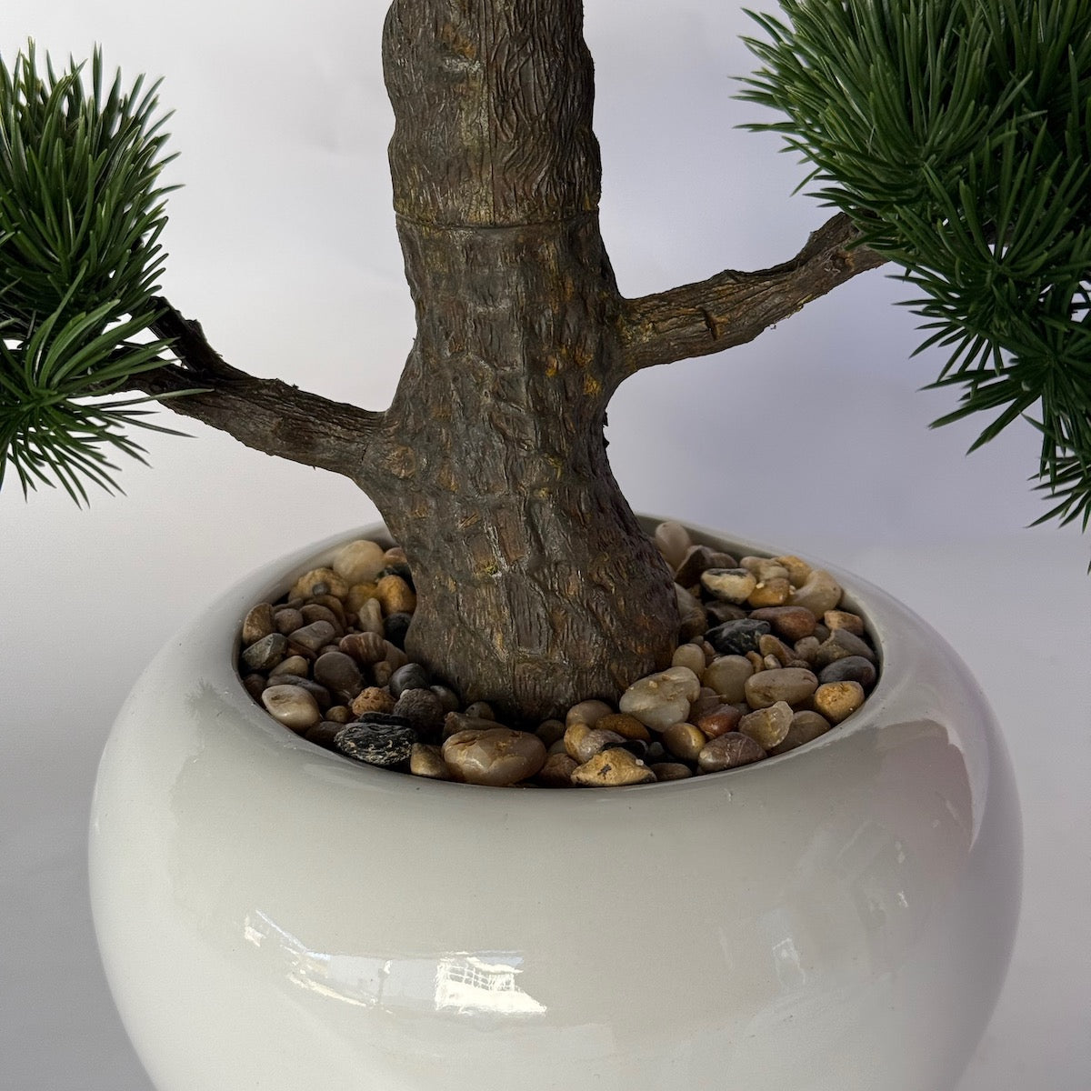 Bonsai artificial in bol ceramic alb, 48 cm