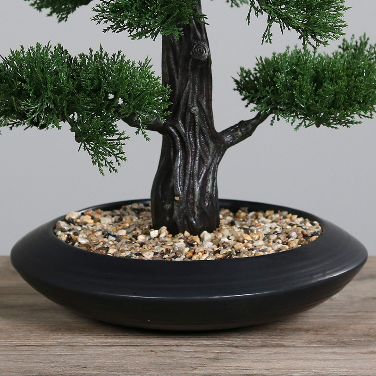 Bonsai artificial pin, in vas ceramic negru, 44 cm
