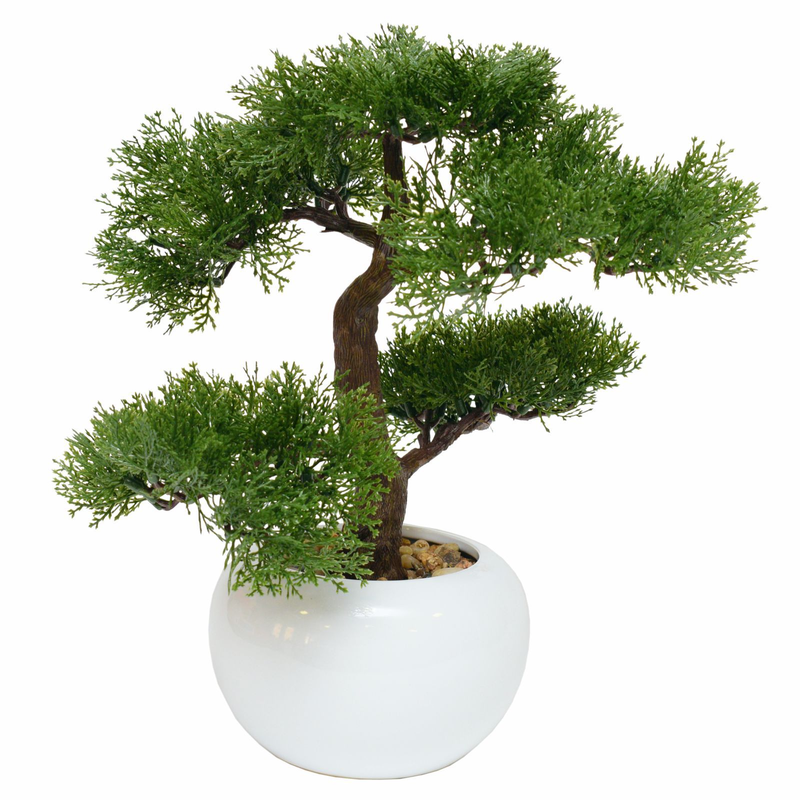 Bonsai artificial ienupar in vas ceramic 38 cm, aspect foarte real