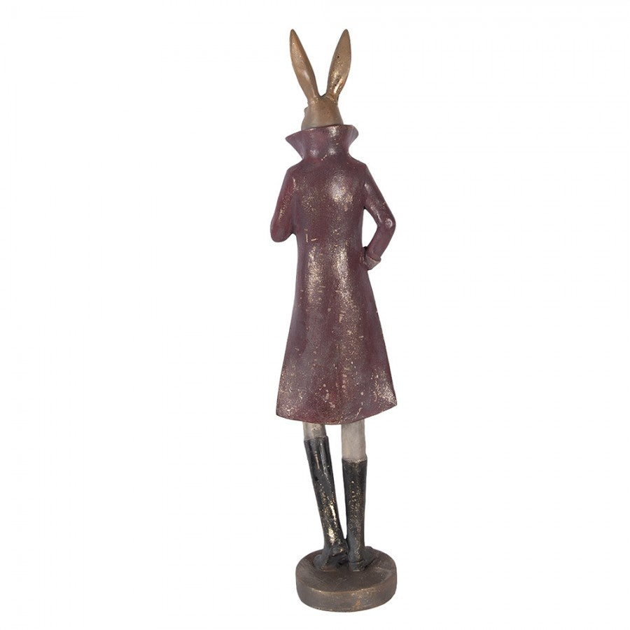 Decoratiune Pasti, iepuras elegant cu ceasca, model antichizat, 75 cm