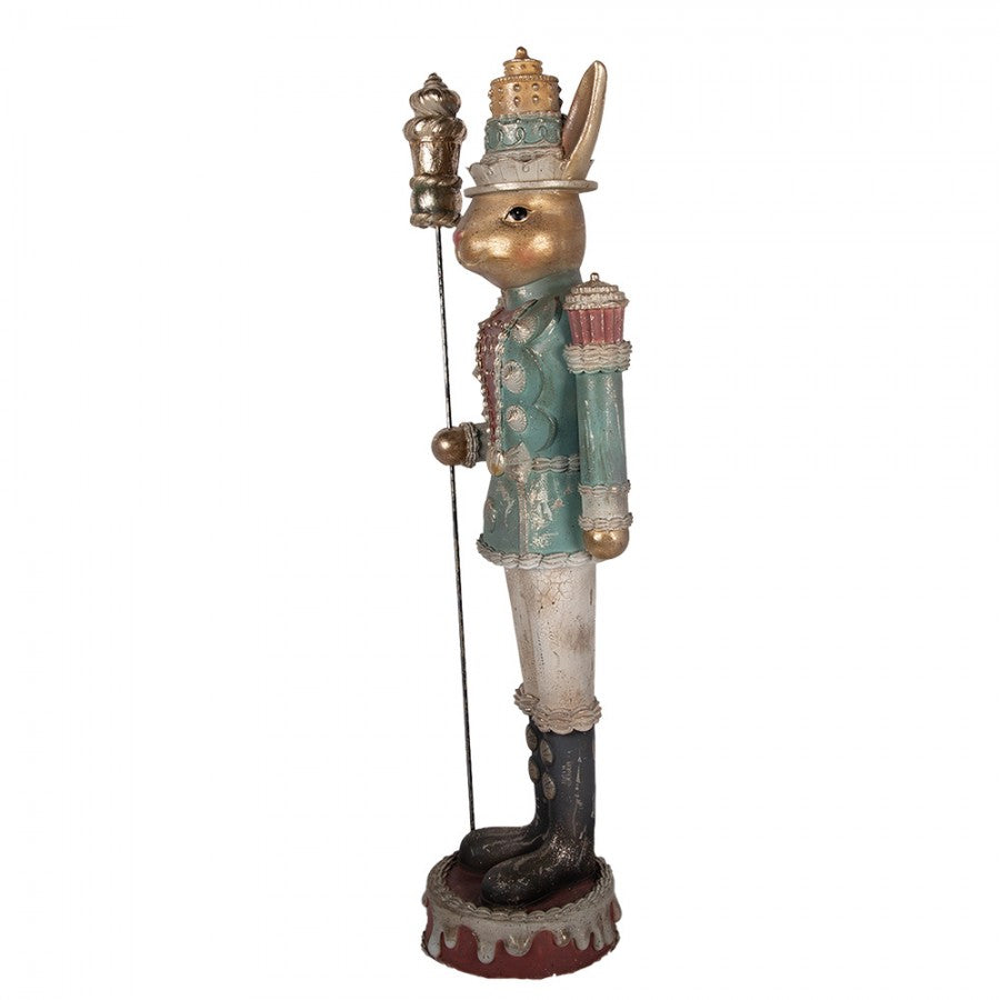 Decoratiune Pasti, iepure rege cu sceptru, model antichizat, 100 cm