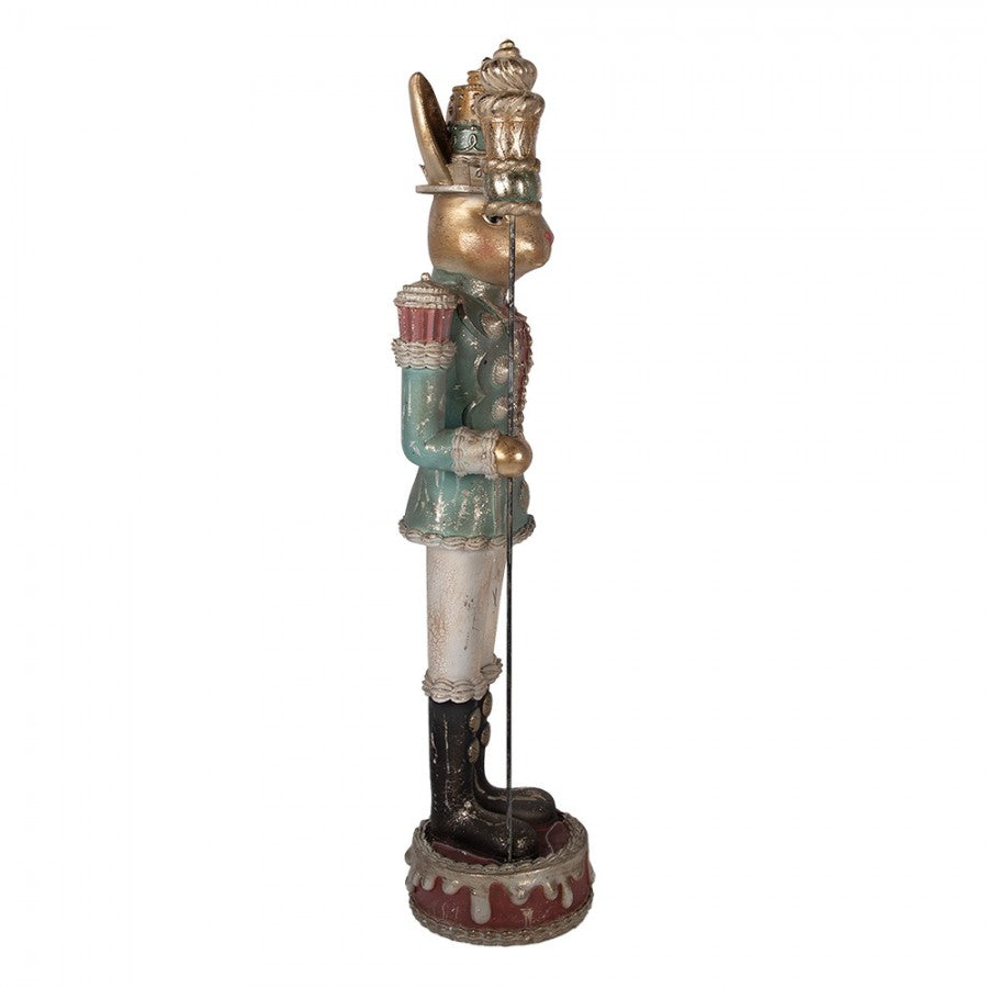 Decoratiune Pasti, iepure rege cu sceptru, model antichizat, 100 cm