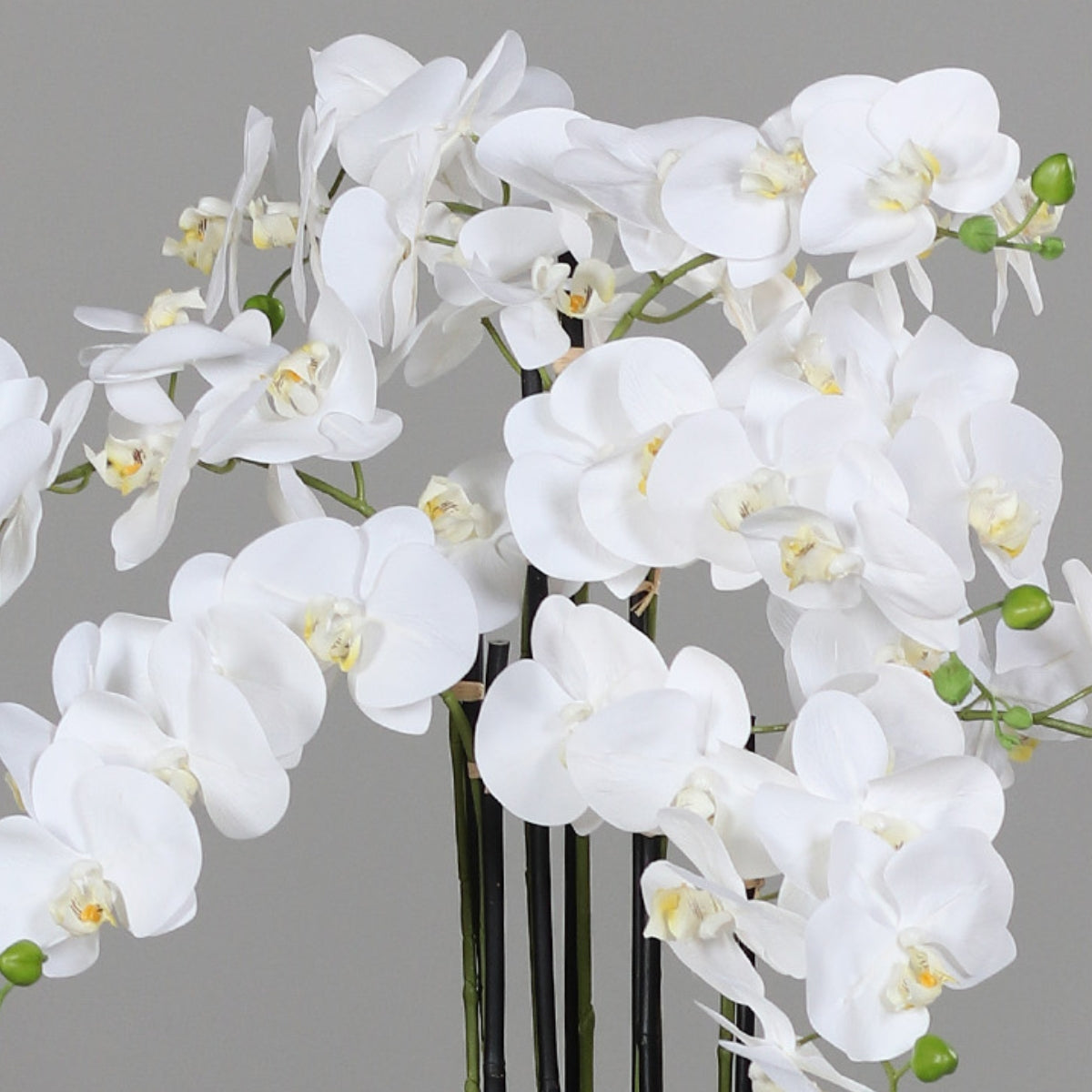 Orhidee artificiala alba cu aspect natural, in bila de pamant, 95 cm