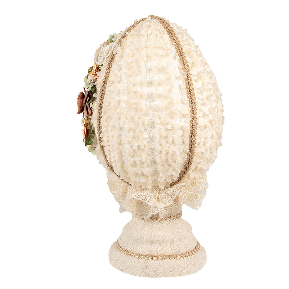 Decoratiune Pasti, ou crem decorat cu flori si fluturasi, 39 cm