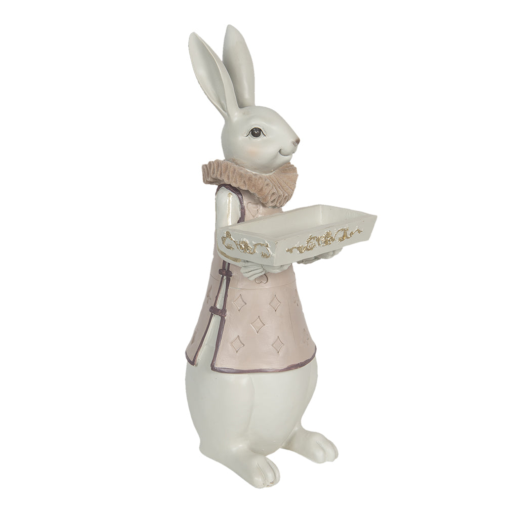 Decoratiune Pasti iepuroaica cu tavita, 37 cm