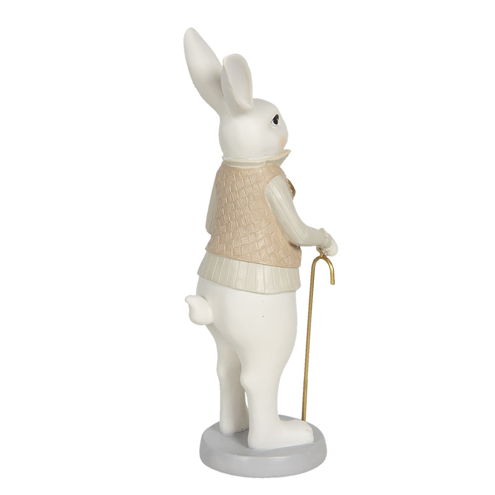 Decoratiune Pasti, iepuras cu baston, crem-auriu, 31 cm
