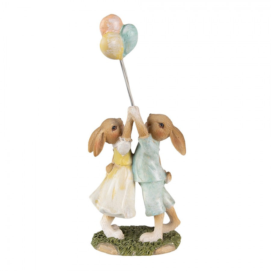 Decoratiune Paste Iepurasi cu baloane polirasina 22 cm