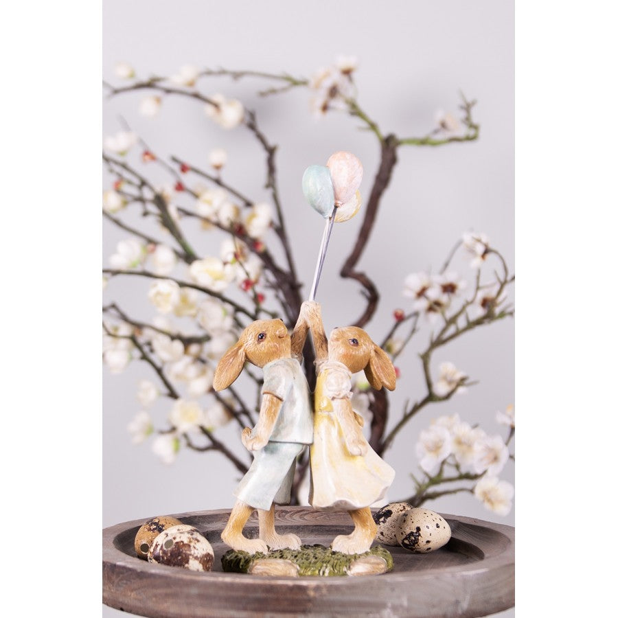 Decoratiune Paste Iepurasi cu baloane polirasina 22 cm