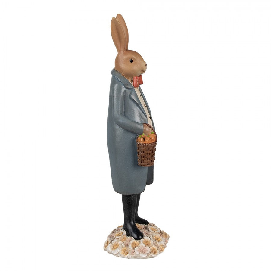Decoratiune Pasti iepuras cu cosulet cu morcovi 34 cm
