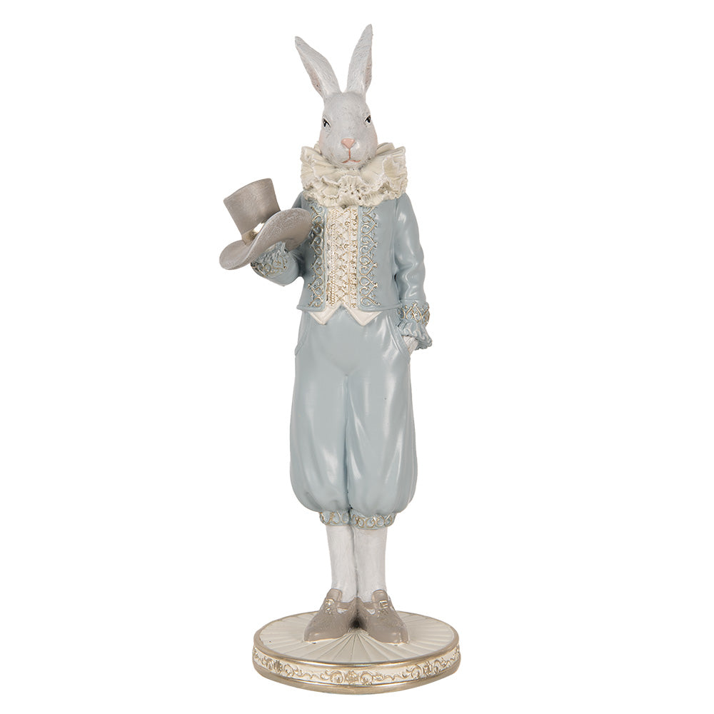 Decoratiune Pasti iepuras in costum bleu, 31 cm