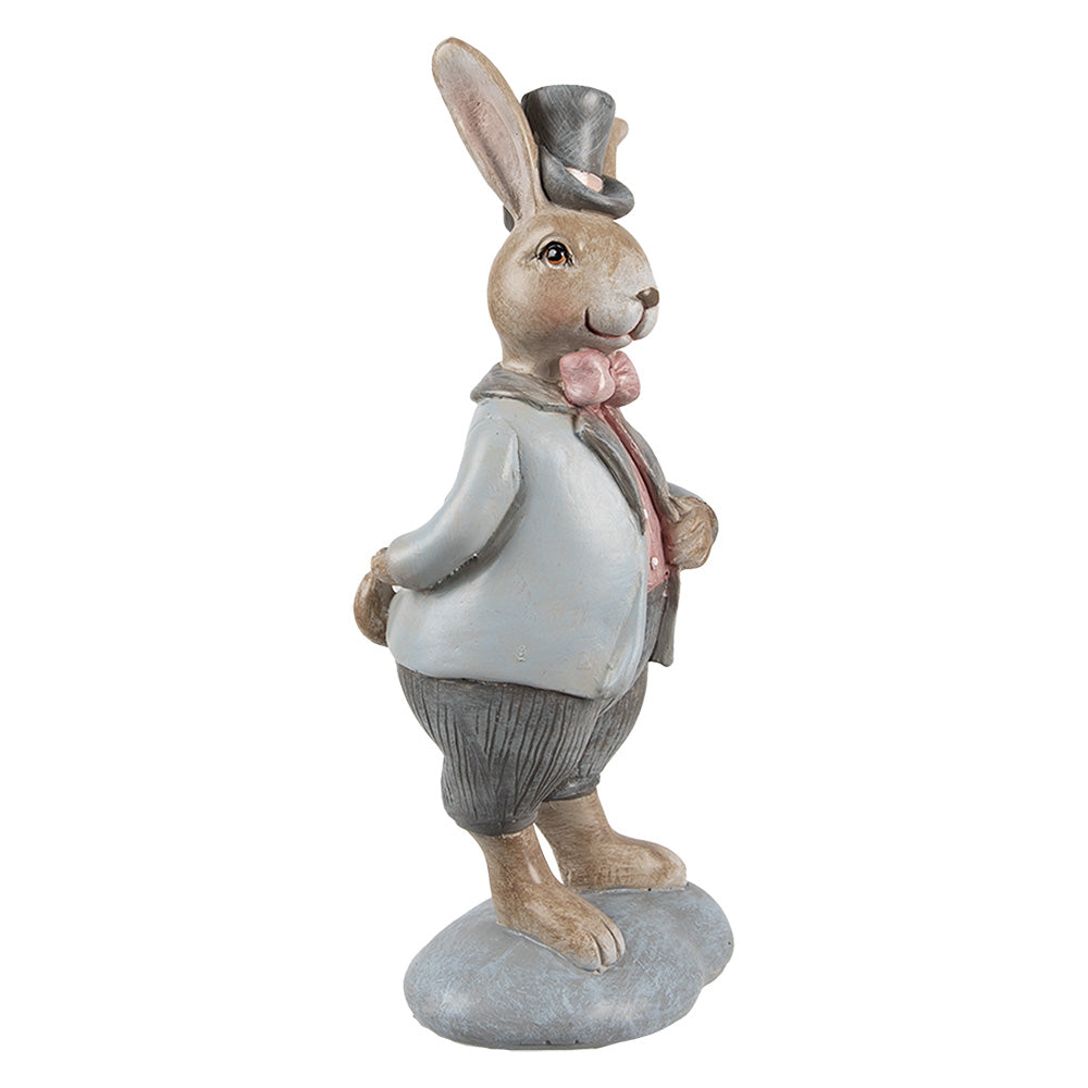 Decoratiune Pasti iepure cu joben, stil rustic, 19 cm