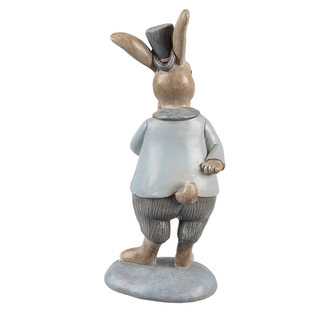 Decoratiune Pasti iepure cu joben, stil rustic, 19 cm