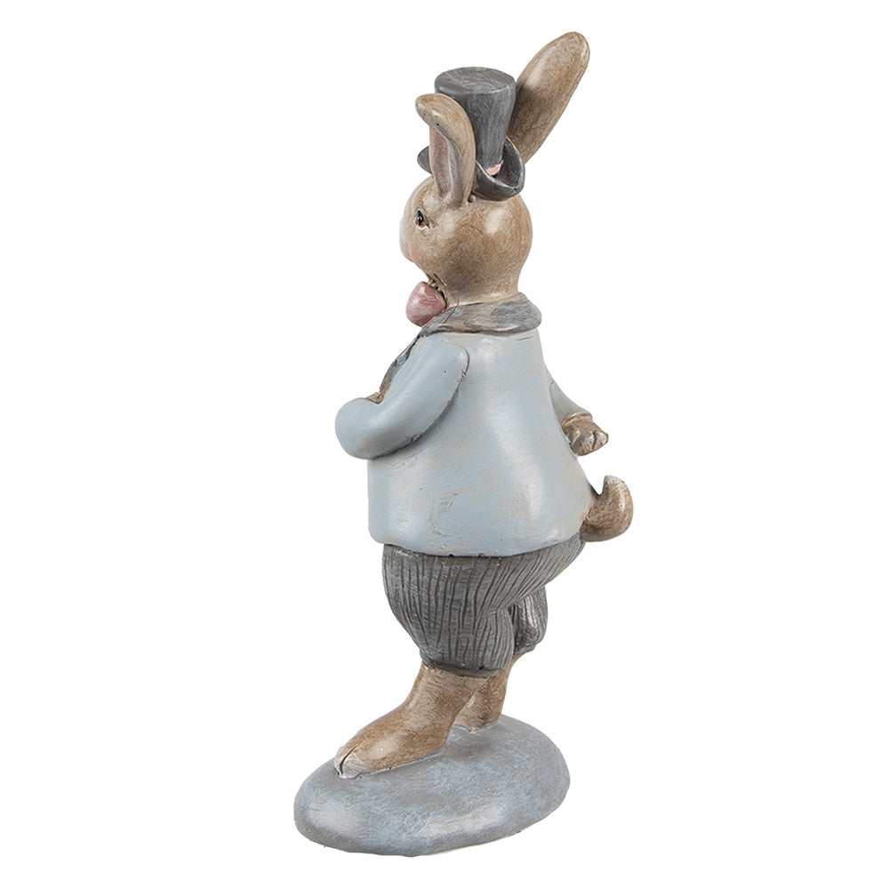 Decoratiune Pasti iepure cu joben, stil rustic, 19 cm