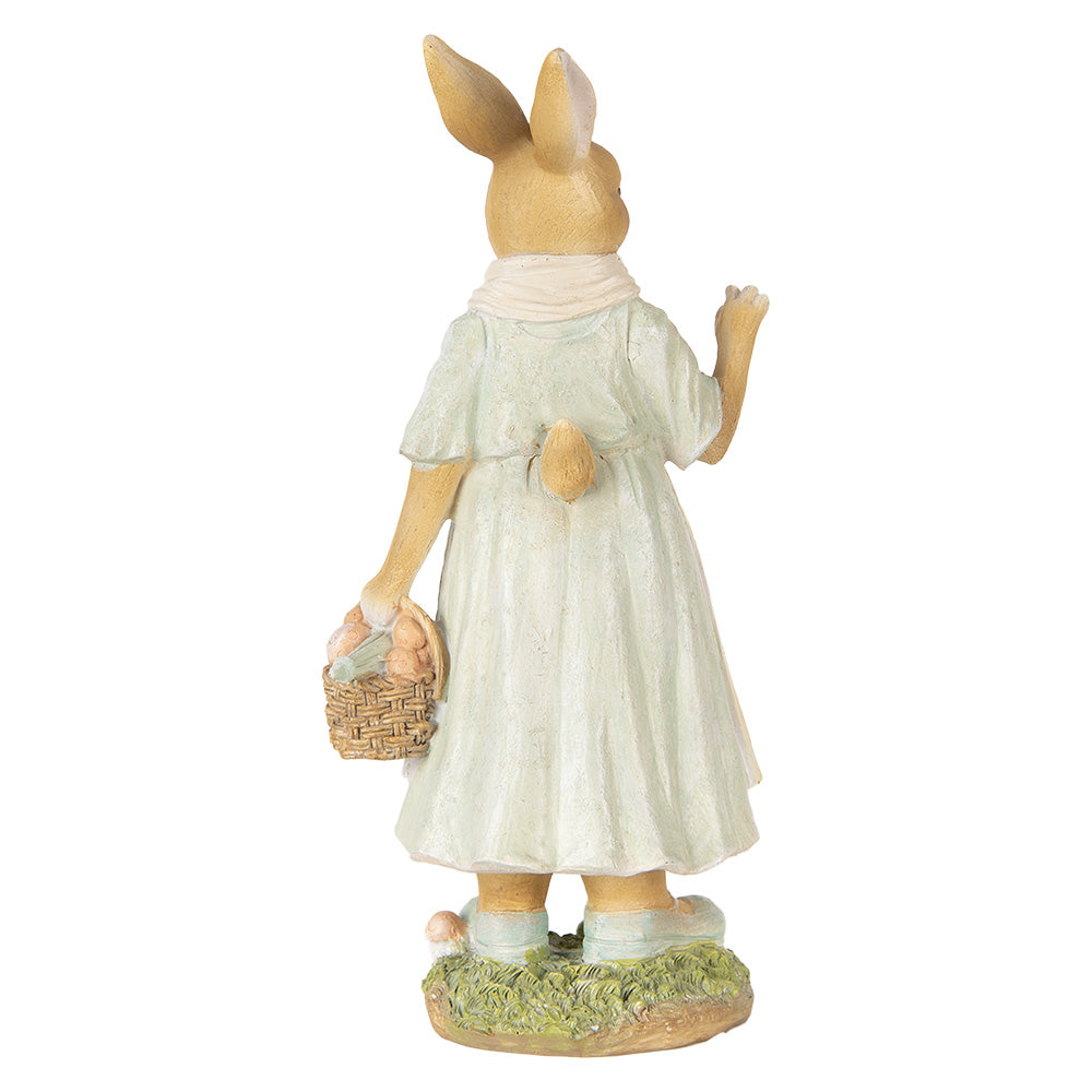 Decoratiune Pasti Doamna Iepuras la plimbare, model rustic, 32 cm
