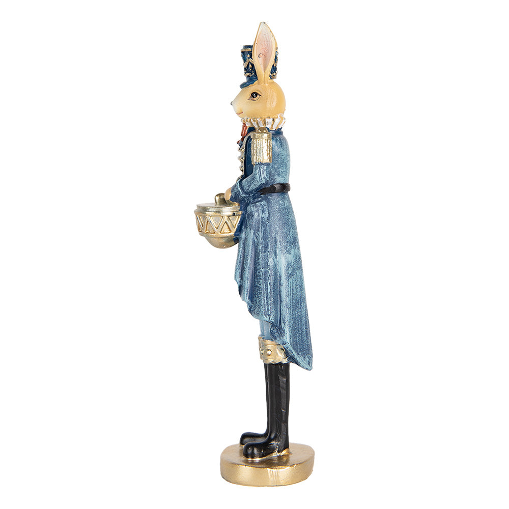Decoratiune Pasti Doamna iepuras in costum albastru de ofiter, 18 cm
