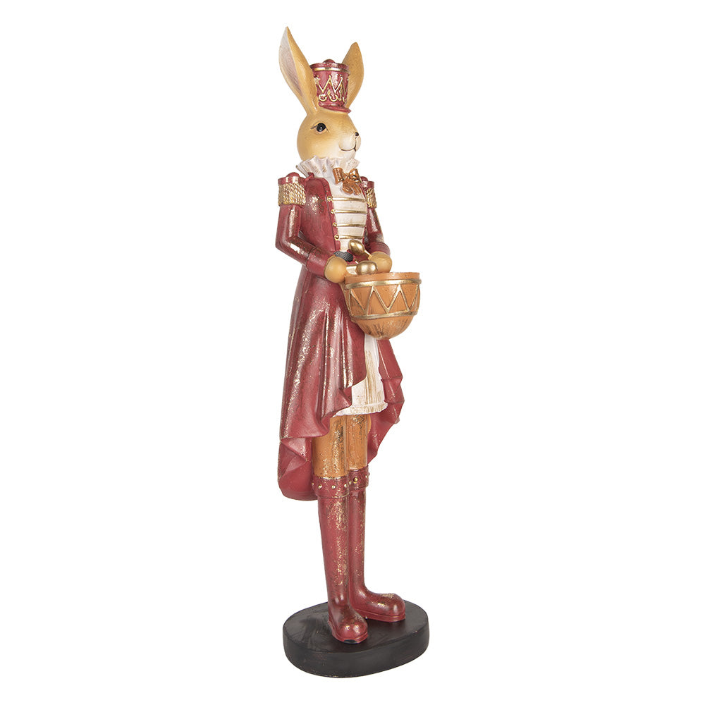Decoratiune Pasti iepuras in costum rosu de ofiter, 48 cm