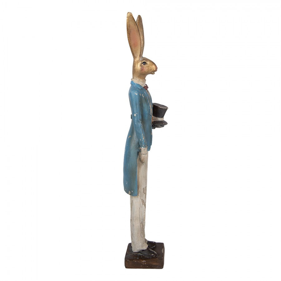Decoratiune Pasti iepuras elegant cu frac si joben, model antichizat, 32 cm