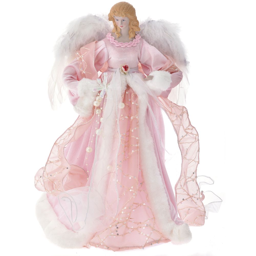 Varf de brad inger, culoare roz, 45 cm