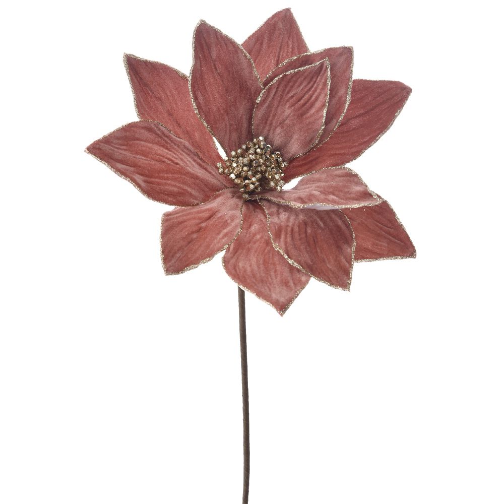 Decoratiune de brad in forma de floare de craciunita de culoare roz prafuit de mari dimensiuni pentru decorul festiv de Craciun