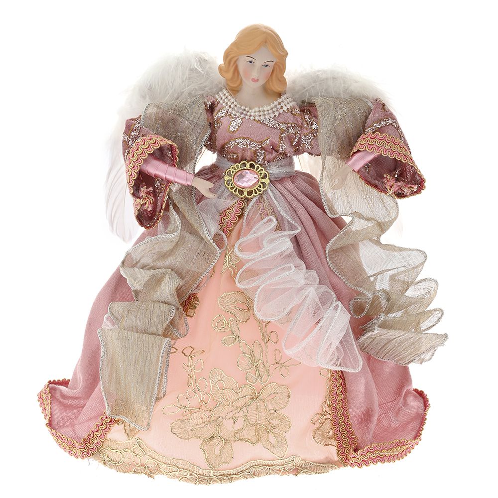 Varf de brad inger, culoare roz somon, 30 cm