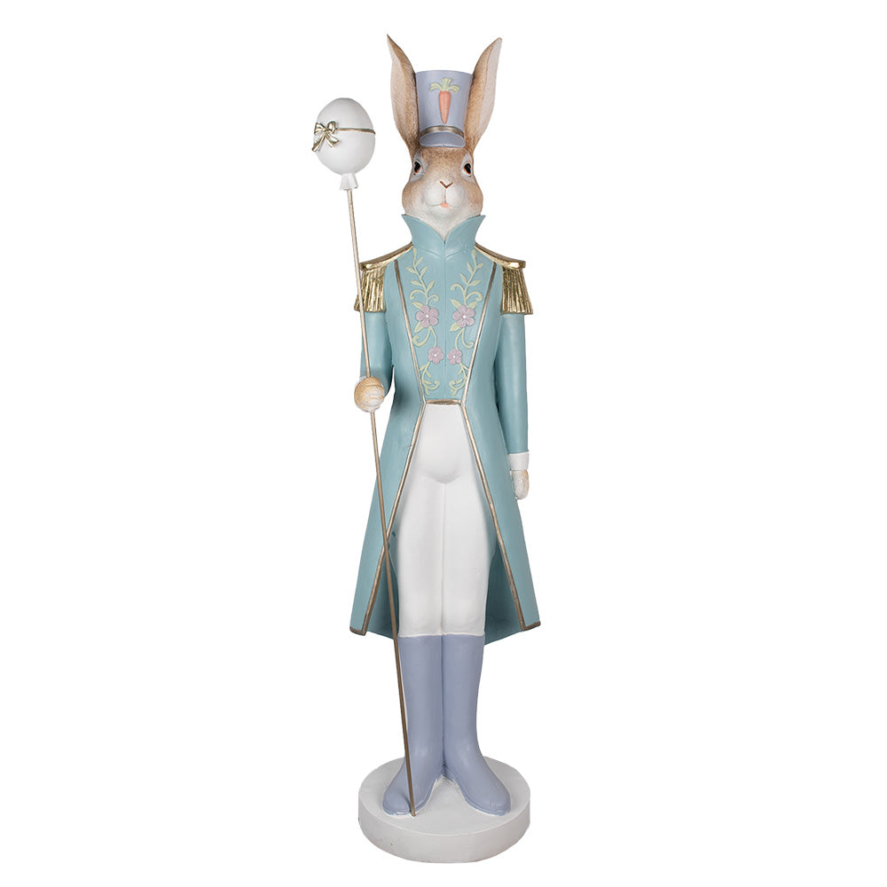 Decoratiune de Pasti iepuras de mari dimensiuni imbracat in costum de ofiter elegant